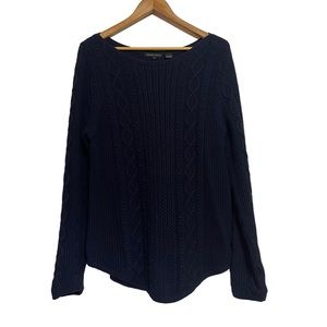 Jeanne Pierre Women’s Sweater L Cable Knit Blue Long Sleeve
